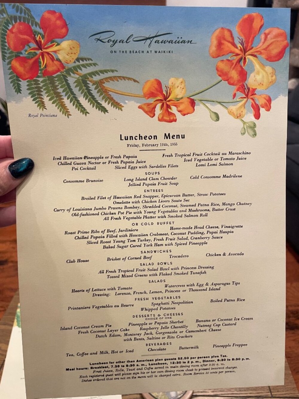 Vintage 1955 Royal Hawaiian Luncheon Menus - Set Of 3 - Waikiki Art & Cuisine Co